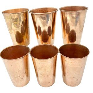 Set Of 6 Vintage Polished Copper Tumblers 10 Oz For Stylish Beverage Serving